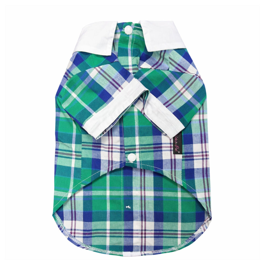 Parisian Pet ‘Plaid Pet Outfit’ Comfortable Dog & Cat Shirt Blue